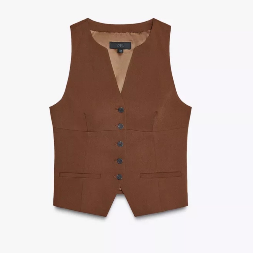 Zara Brown Buttoned Vest